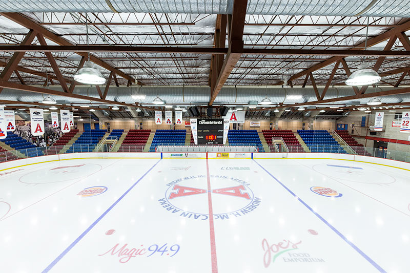 The Andrew H. McCain Arena ice surface